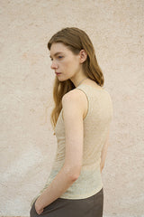 Asymmetrical Draped Pleated Knit Vest