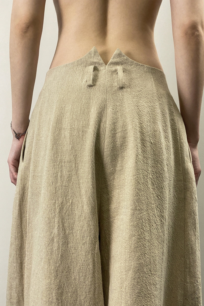 Side-Pleated Loose Wide-Leg Pants