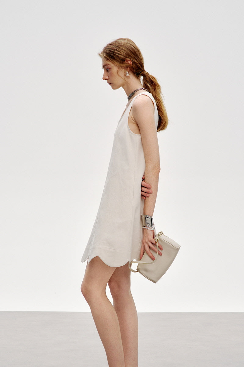 Petal Hem Sleeveless Vest Dress