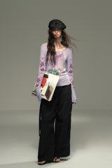 Slanted Neckline Long Sleeve T-Shirt