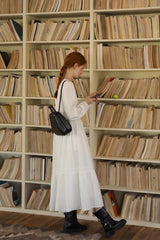 Tie-Waist Cake Hem Long Sleeve Dress