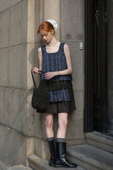 Square Neck Patchwork A-Line Dress