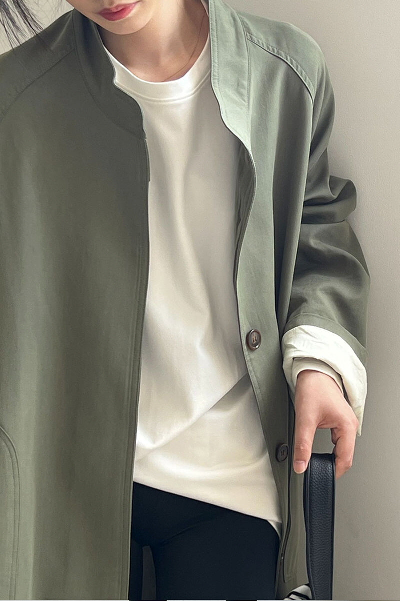Stand Collar Lapel Trench Coat