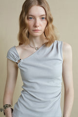 Irregular Slanted Shoulder Vest Top