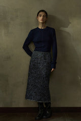Jacquard Pattern Tweed Skirt