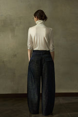 Adjustable-Strap Two-Tone Loose Slacks