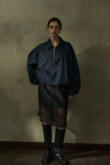 Lapel Loose Dropped Shoulder Sweatshirt