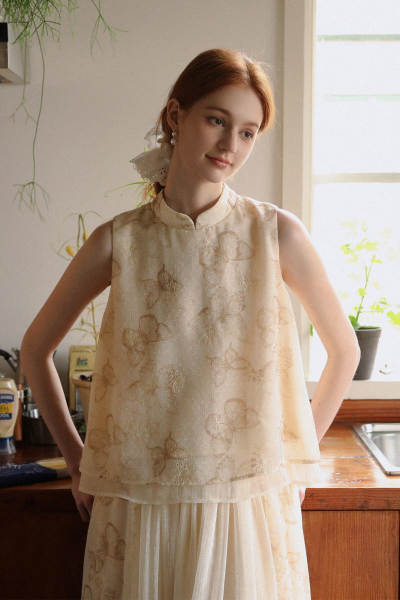 Gentle Wind Butterfly Print Shirt