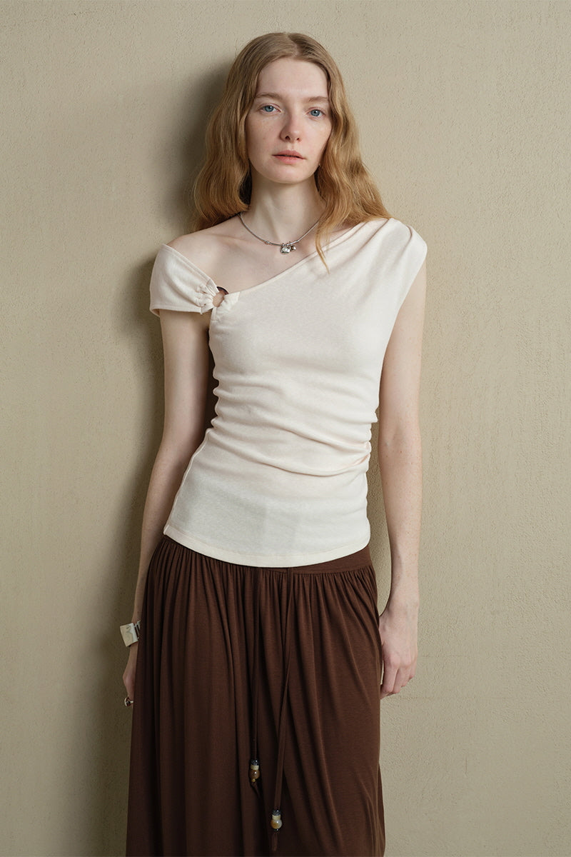 Irregular Slanted Shoulder Vest Top