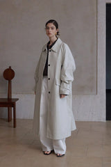 Textured Tunic Long Trench Coat