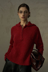 Semi-Turtleneck Beaded Pullover Sweater