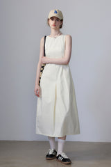French Solid Color Pocket Dress