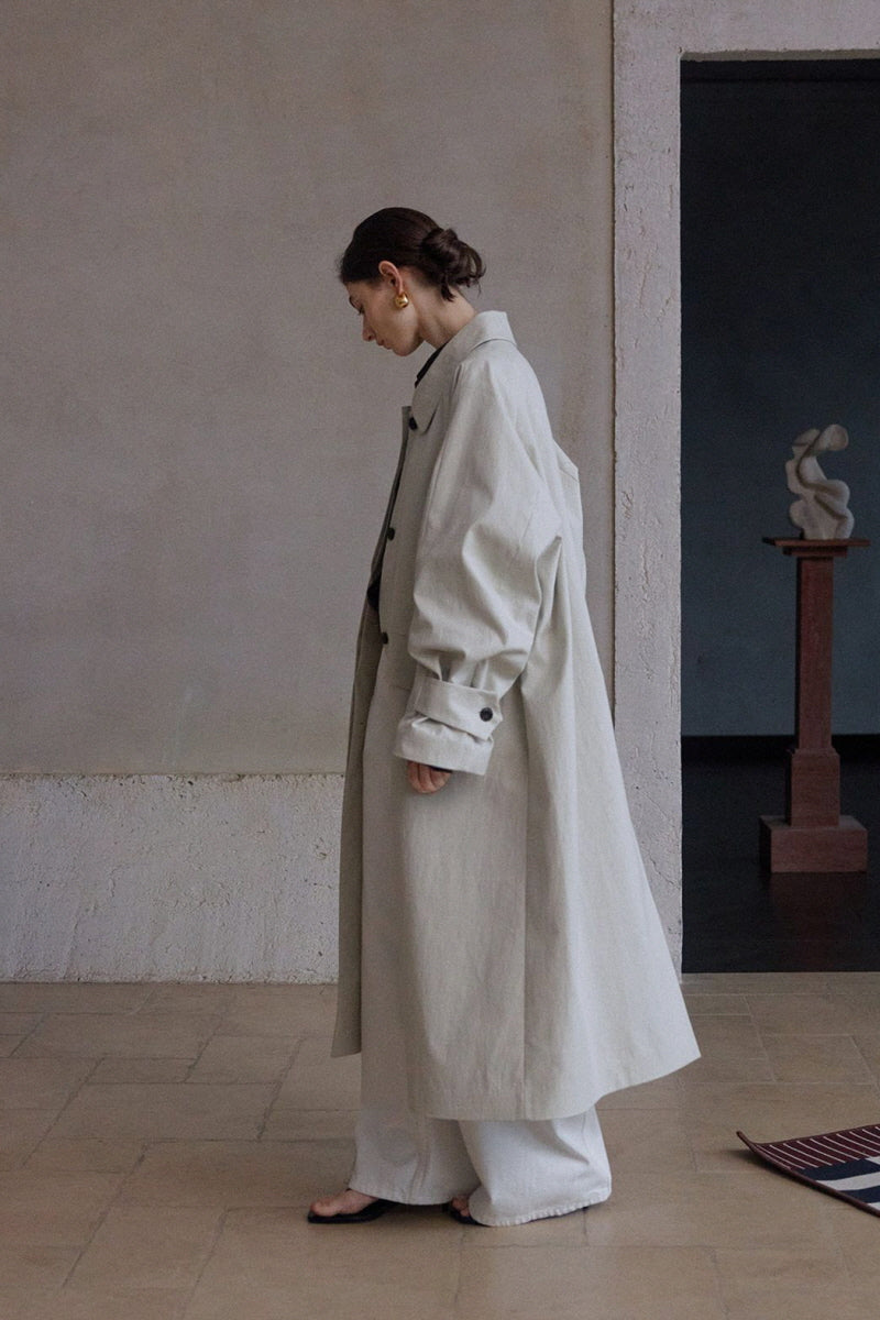 Textured Tunic Long Trench Coat