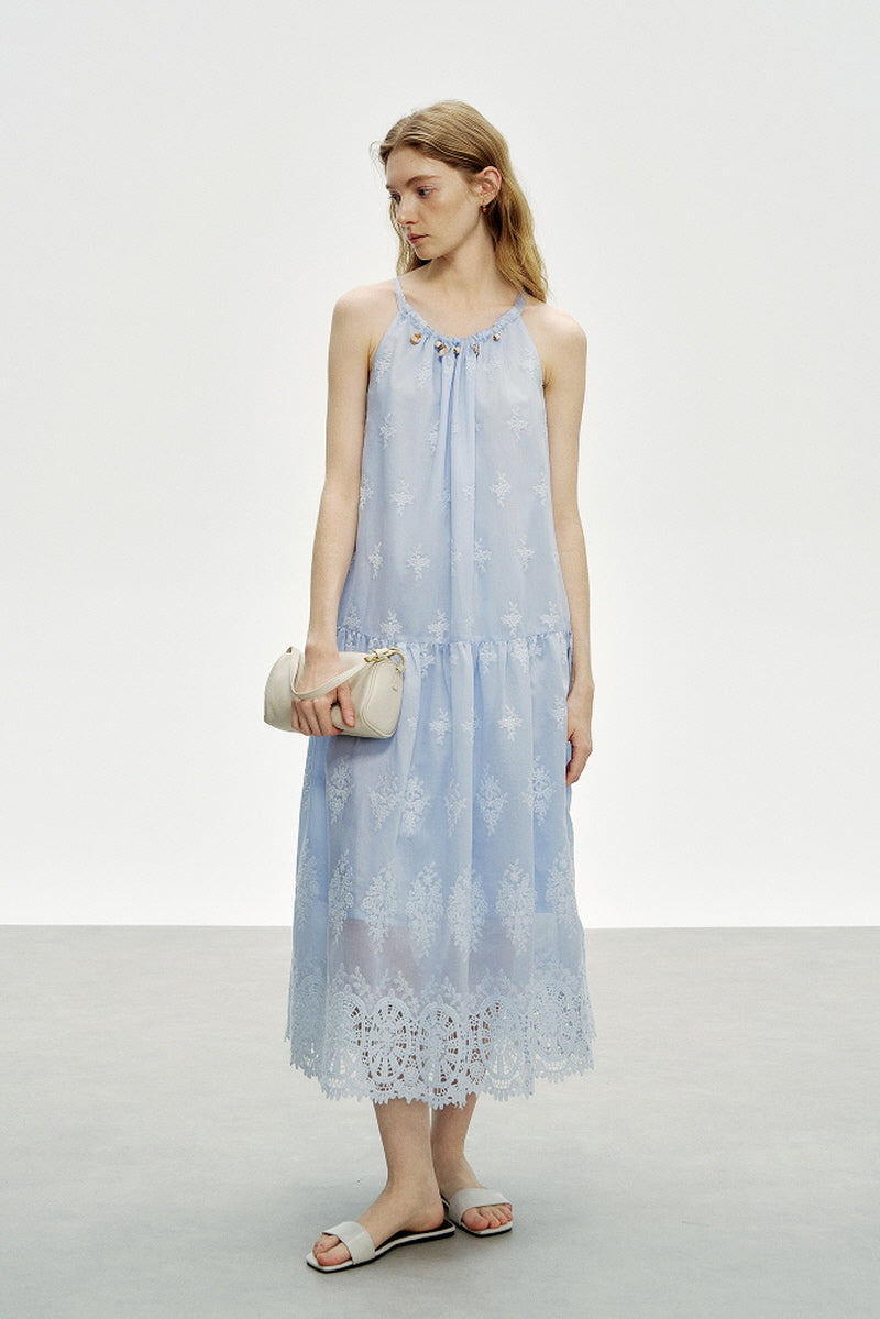 Beaded Halterneck Sleeveless Dress