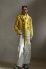 Pit Stripe Ribbed Hooded Scarf Top