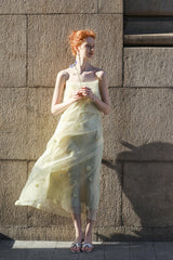 Three-Dimensional Relief Square Neck Slip Dress