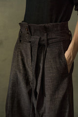 Adjustable-Strap Two-Tone Loose Slacks