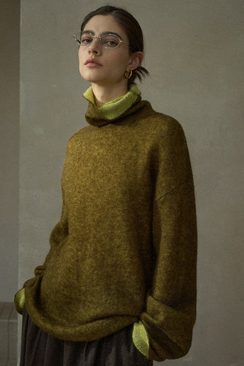 Contrast Turtleneck Sweater