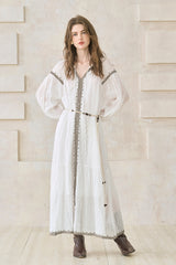 Contrast Embroidery Maxi Dress