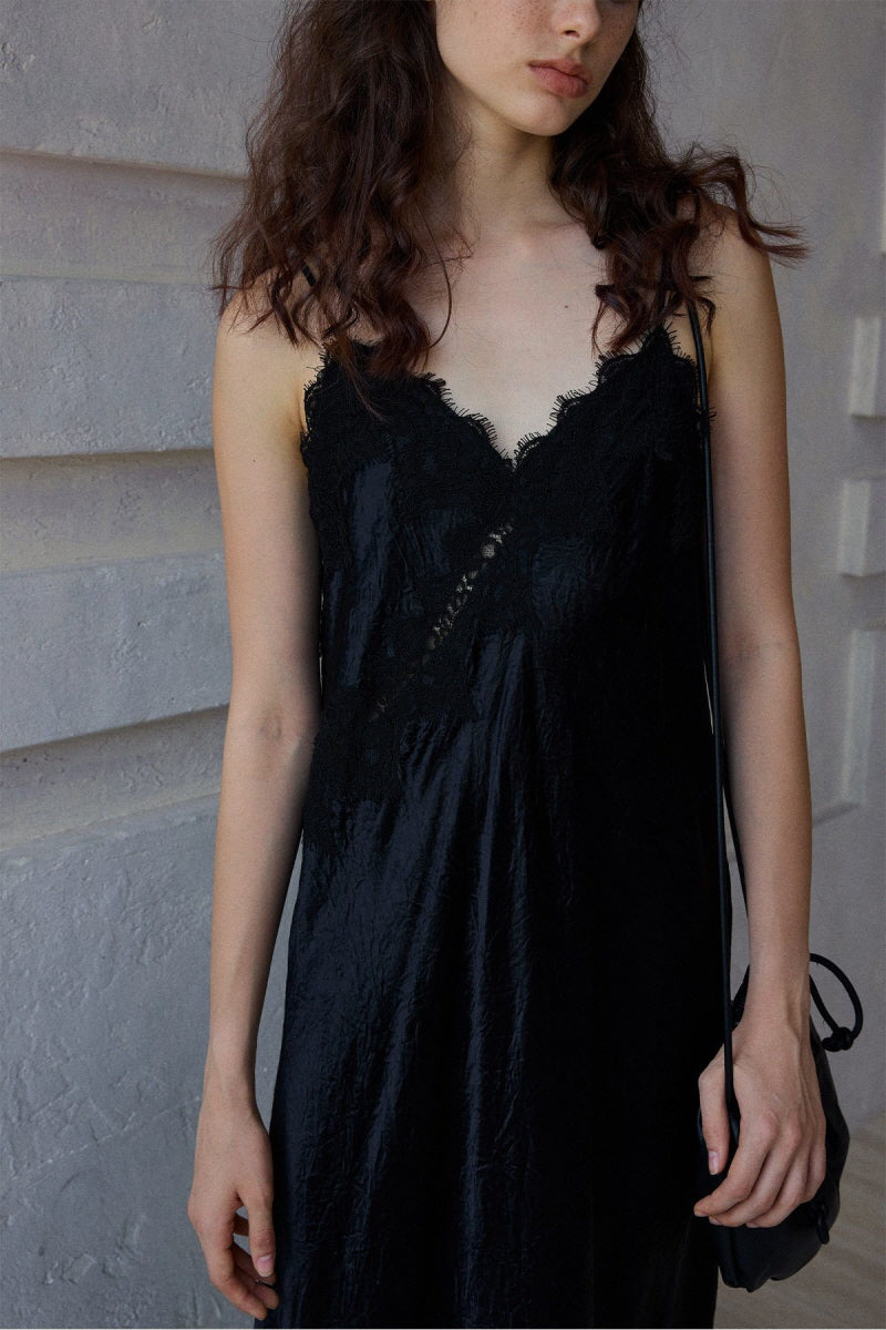 Wrinkled Lace Camisole Dress