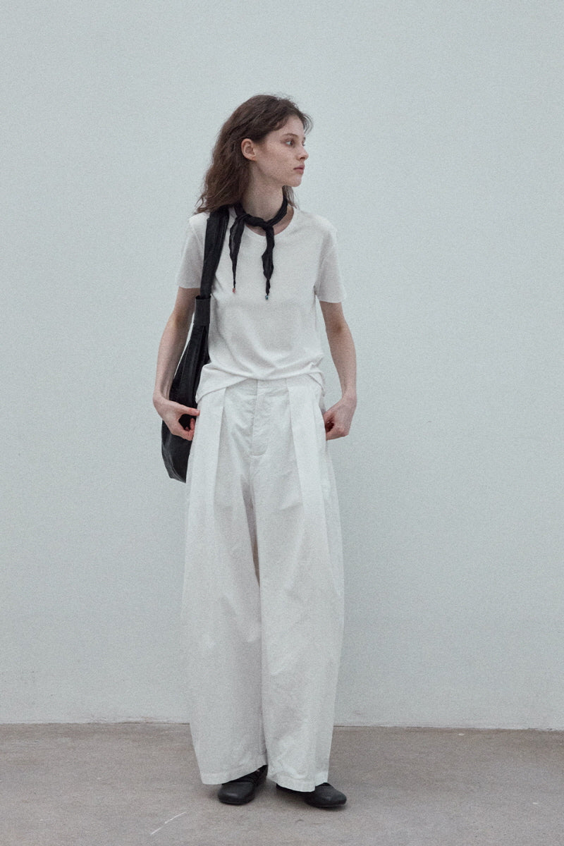 Pleated Wide-Leg Floor-Length Pants