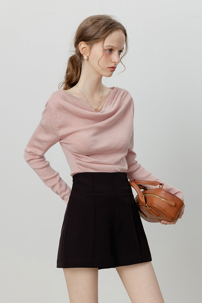 French One-Shoulder Swing Knit