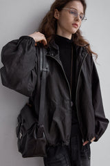 Loose Hooded Vintage Jacket