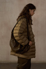 Cozy Collarless Quilted Down Jacket