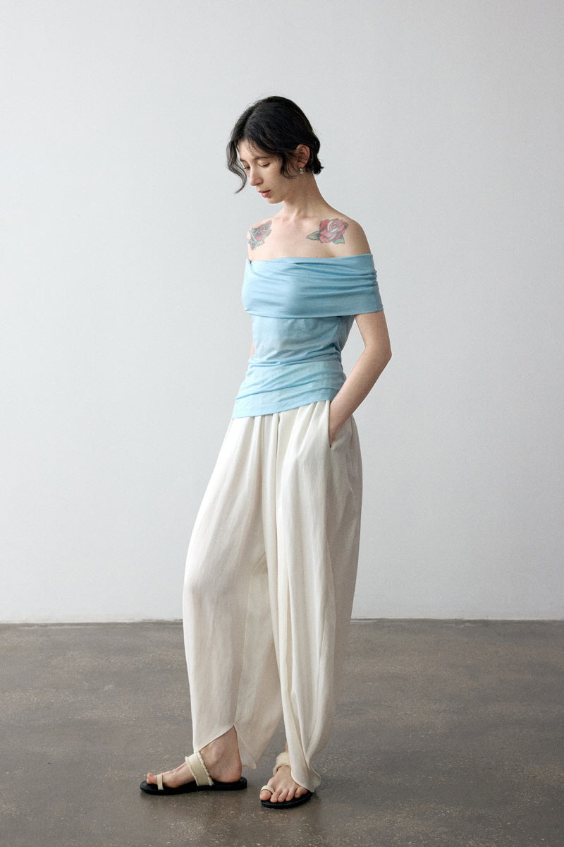 Draped Off-Shoulder Slim Top