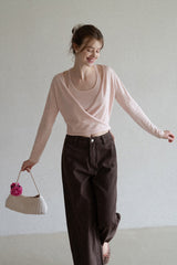 Lace-Up V-Neck Two-Piece Knit Top