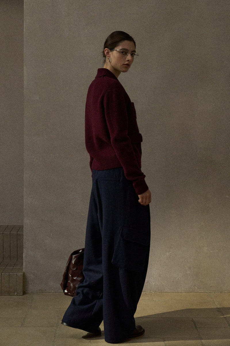 Four-Pocket Ribbed Cardigan