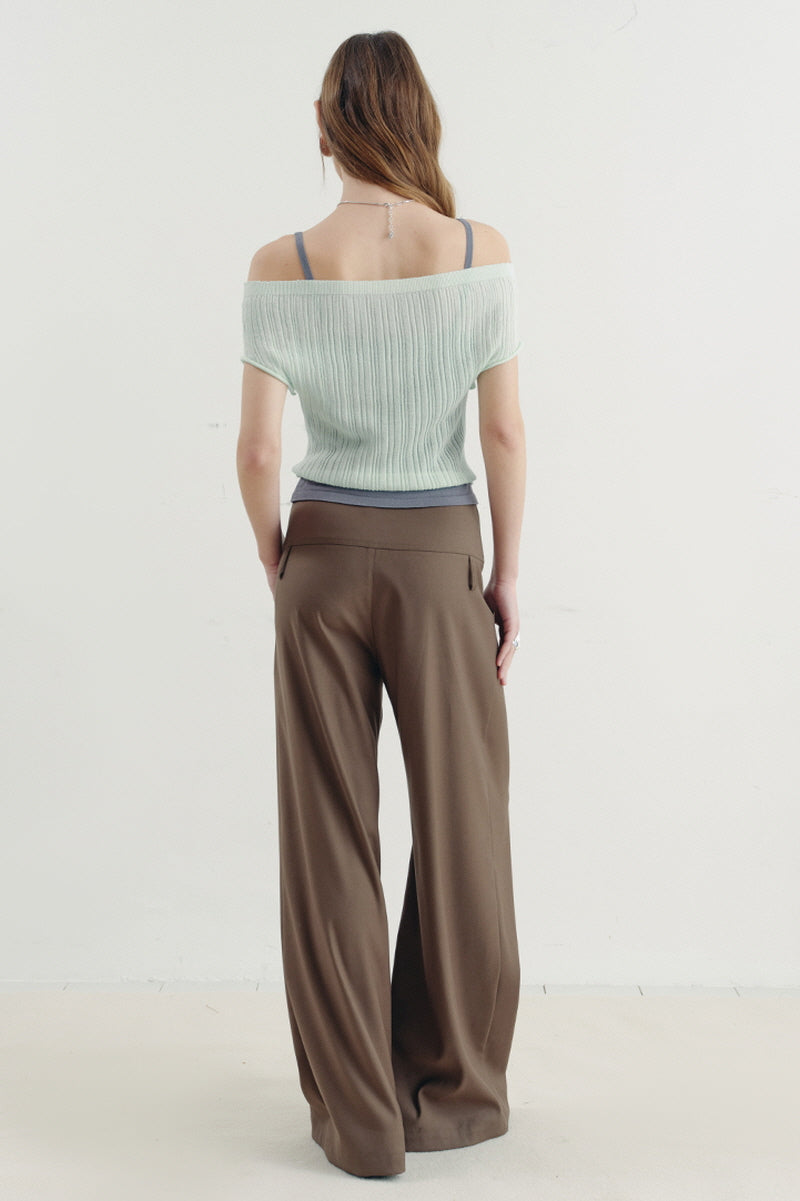 One-Shoulder Off-Shoulder Knit Two-Piece Top