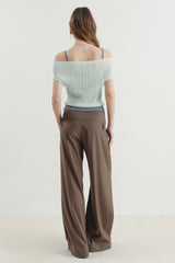 One-Shoulder Off-Shoulder Knit Two-Piece Top