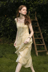 Square Neck High Waist Slim Slip Dress
