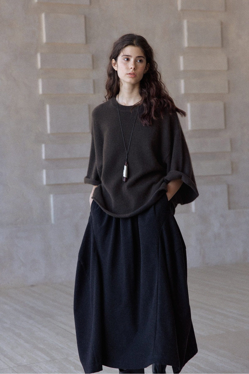 Lazy Loose Mid-Sleeve Pullover