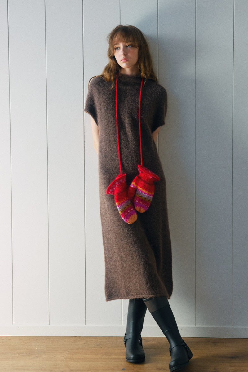 Semi-High Neck Slim Long Seamless Maxi Dress