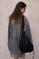 Lace-Up Shredded Cardigan