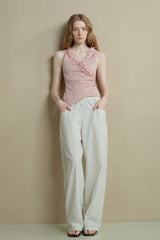 Ruffled V-Neck Irregular Camisole Top