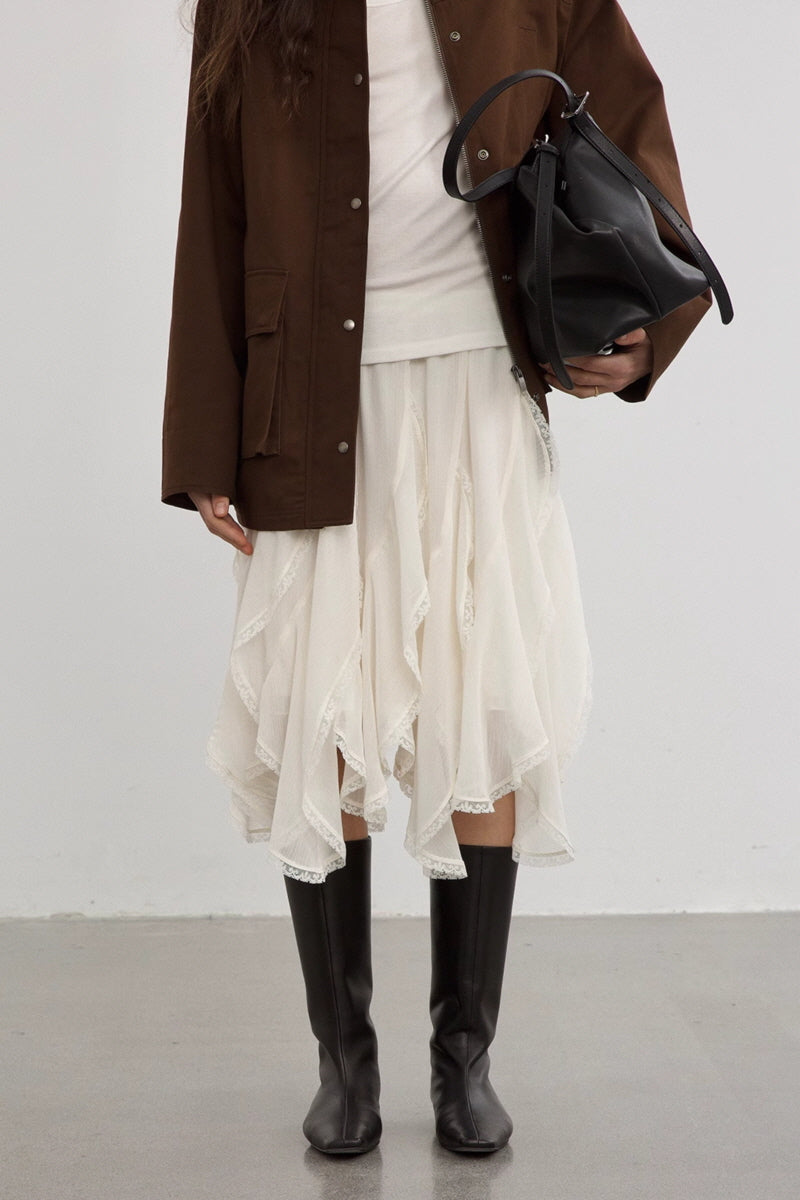 Irregular Lace Stitching Slim Skirt
