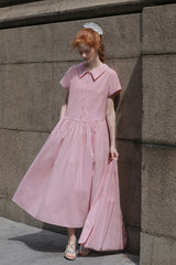 Striped Short Sleeve Waist Dress
