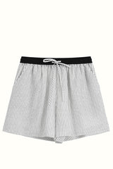 Striped High-Waist Relaxed Shorts