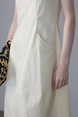 French Solid Color Pocket Dress