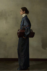 Adjustable-Strap Two-Tone Loose Slacks