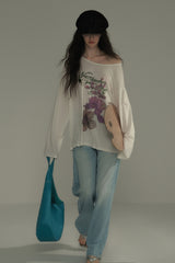 Asymmetrical Neckline Long Sleeve T-Shirt