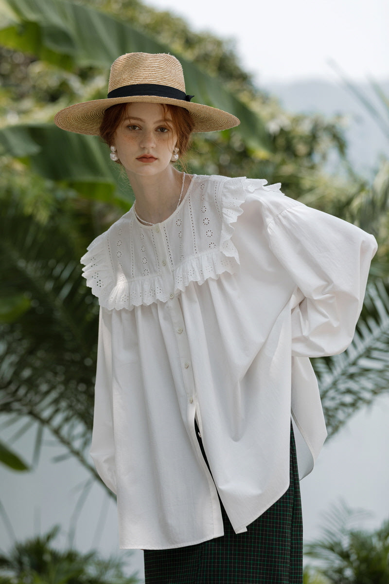 Fly Sleeve Cutout Panel Long Shirt