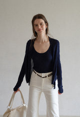 Striped Vest Cardigan Set