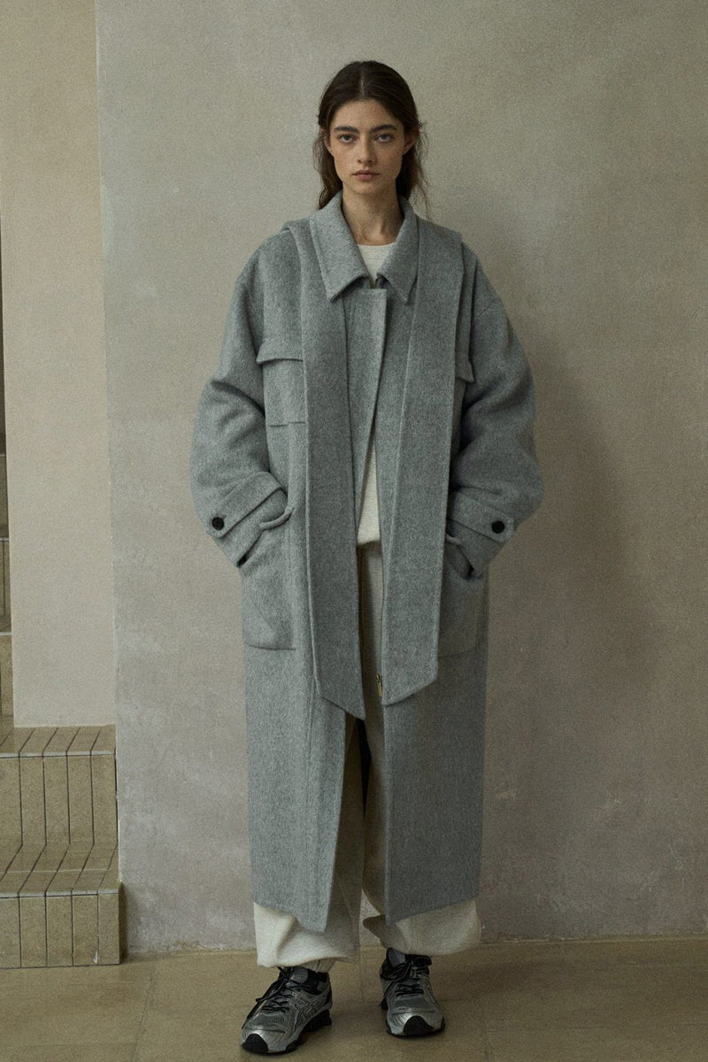 Hooded Lapel Loose Long Coat