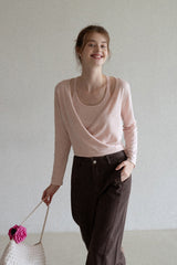Lace-Up V-Neck Two-Piece Knit Top