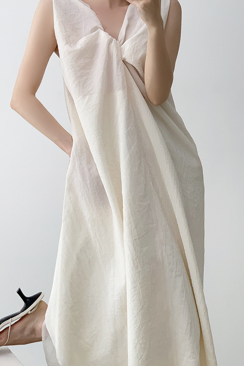 Twisted V-Neck Sleeveless Dress