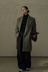 Textured Herringbone Lapel Coat